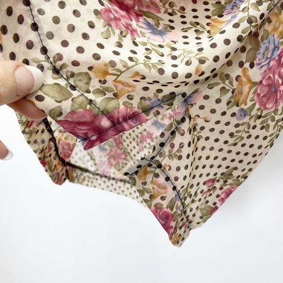 Audrey 3+1 Semi Sheer Polka Dot Floral Top Sz S - Picture 4 of 6